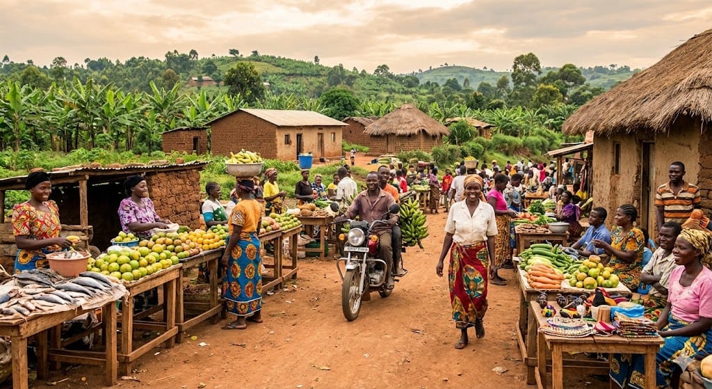 חיי הכפר והשווקים באוגנדה