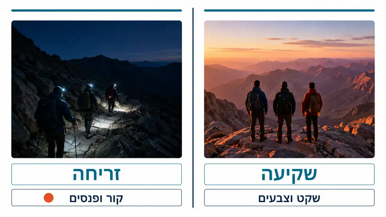זריחה או שקיעה בהר סיני