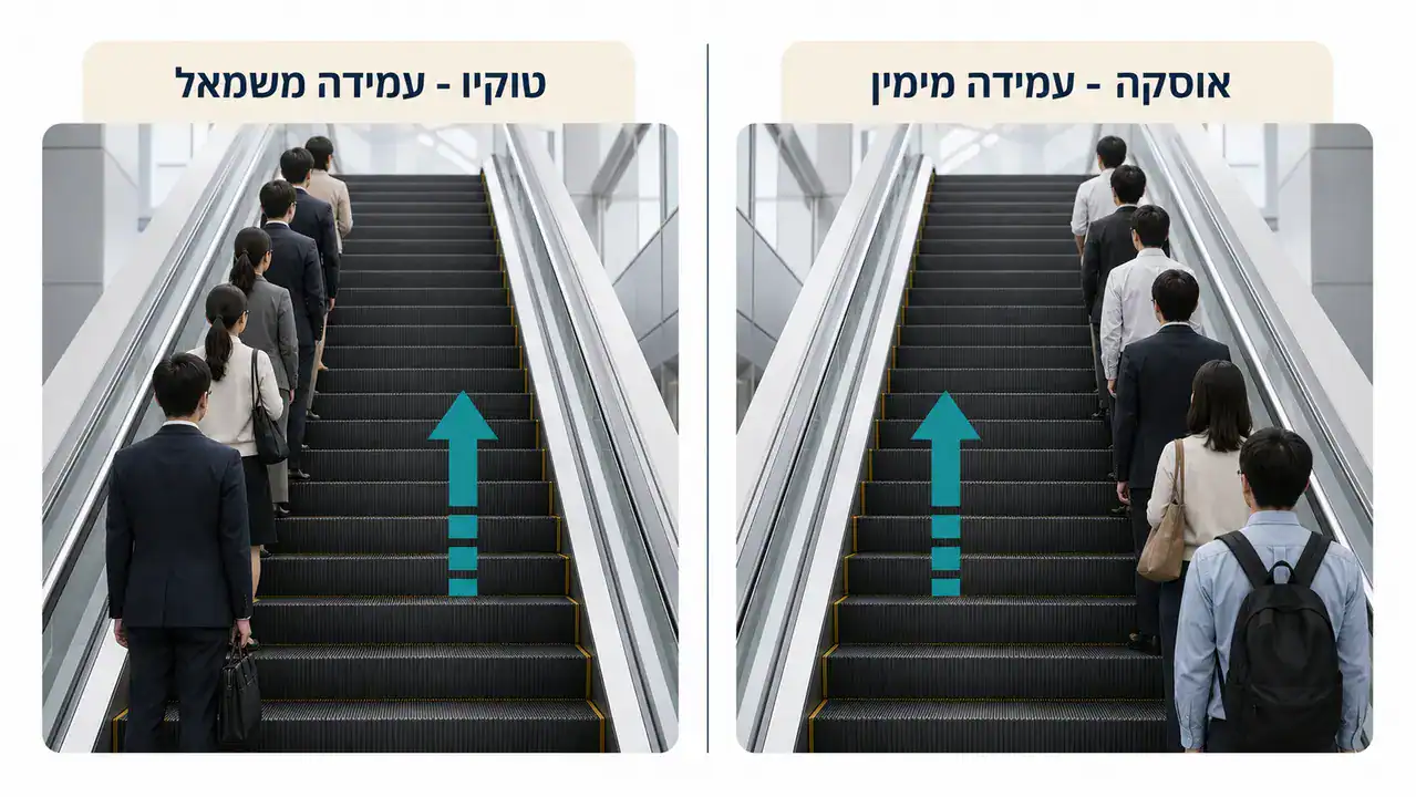 באיזה צד עומדים במדרגות נעות